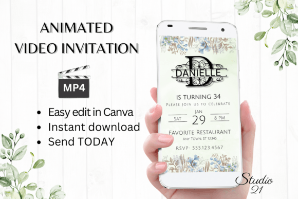 Animated Invitation (Monogram Letter D): A Modern Digital Template