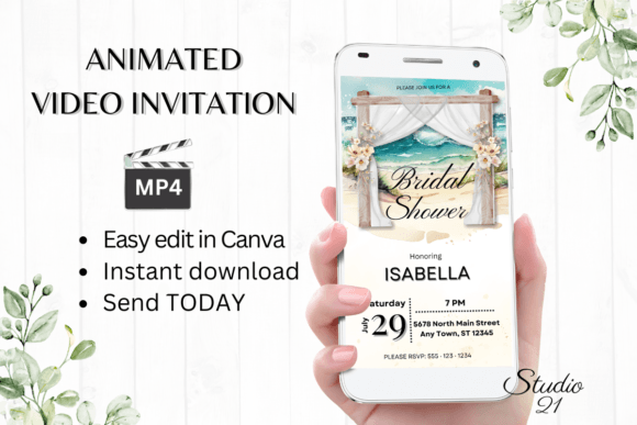 Beach Bridal Shower Evite W4301: Your Instant Tropical Celebration