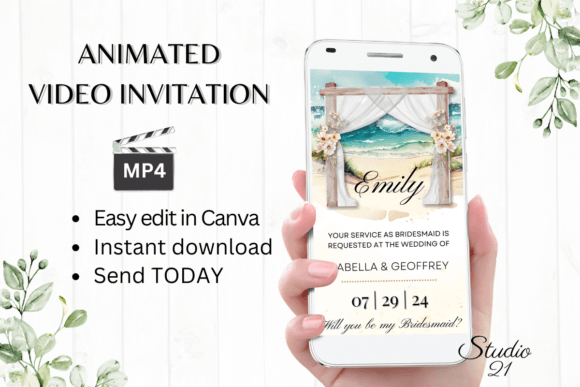 Beach Bridesmaid Proposal W3301M: A Playful Script for Coastal Charm