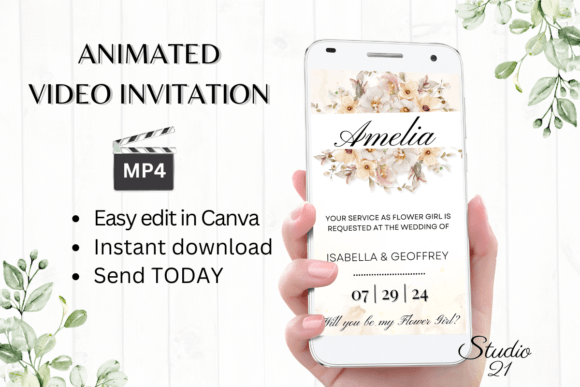 Boho Flower Girl Proposal W3306FG: A Digital Canva Template