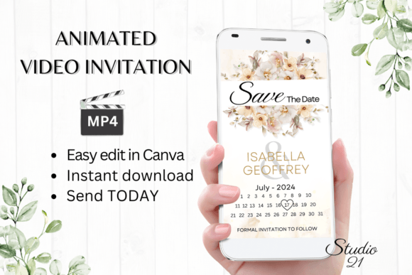 Boho Save the Date W2306B: Your Modern Wedding Digital Template