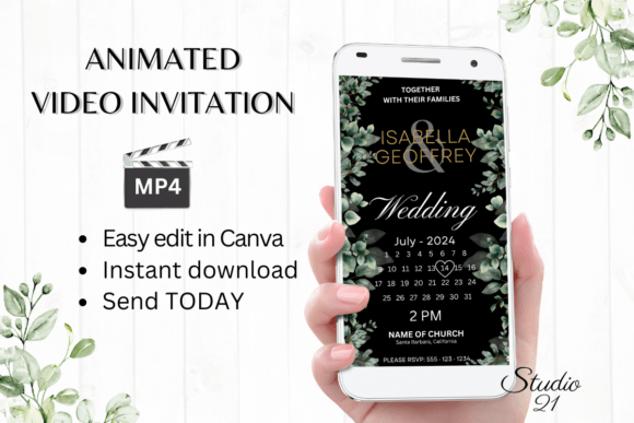 Classic Wedding Invitation W8405B: Your Digital Evite Template