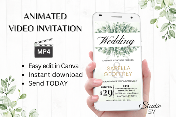 Classic Wedding Invitation W8406: A Modern Design Asset