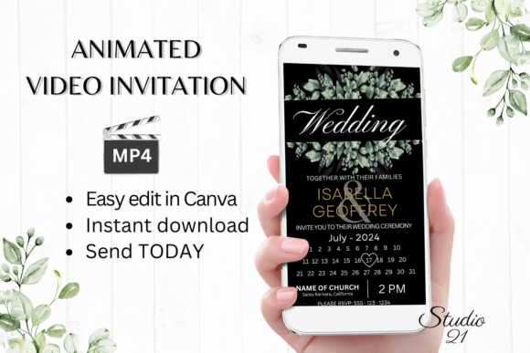 Classic Wedding Invitation W8407B: Your Digital Evite Solution
