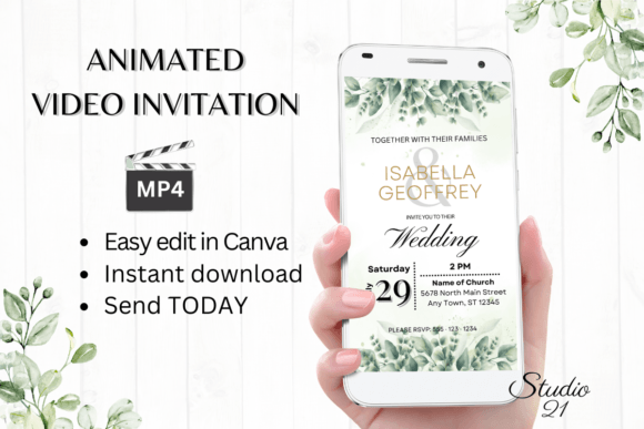 Classic Wedding Invitation W8408: A Digital Template for Modern Nuptials
