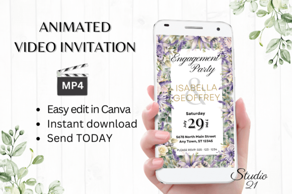 Digital Engagement Party Invite W1410: Create Magic in Minutes