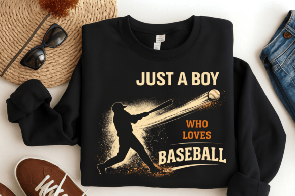 Dynamic Just a Boy Who Loves Baseball PNG for Shirts & Gifts