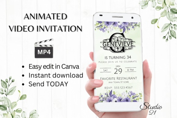 Mobil Birthday Evite: Monogram Letter G Digital Invitation