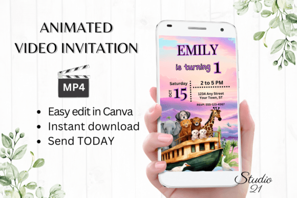 Modern Baby Birthday Invitations for Digital Sharing