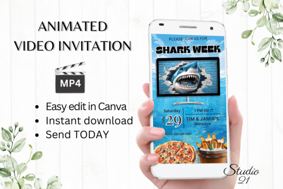 Smartphone Digital Shark Week Evite: Your Instant Party Starter